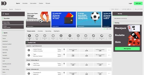 10bet Design Screenshot