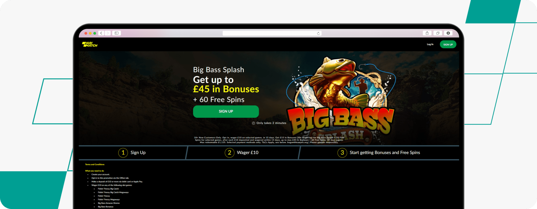 parimatch big bass splash welcome offer screenshot