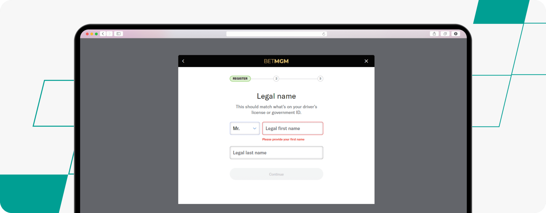 Screenshot of BetMGM Registration Process Part 4 desktop