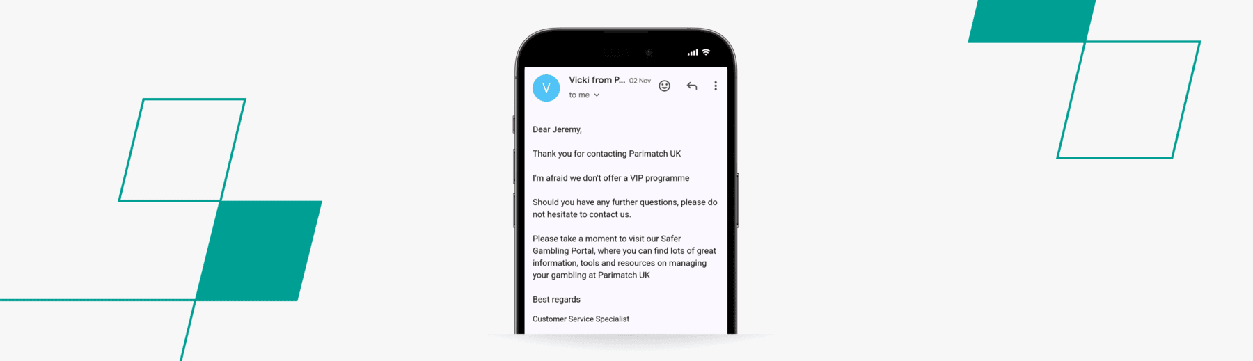 screenshot of parimatch email support